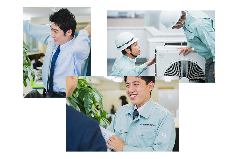 エアコン総本店スタッフが賑やかに仕事をする写真